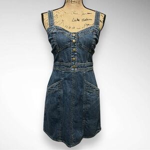 JAPNA Women's Denim Sleeveless‎ Mini Dress With Pockets Small | EUC